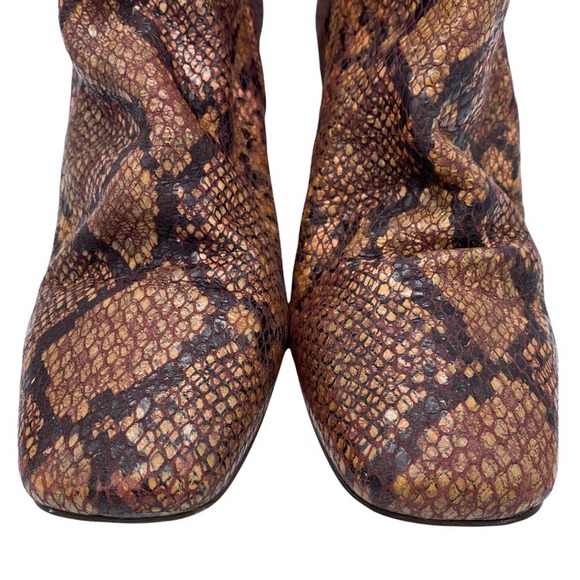 Free People Cybill Slouch Heeled Bootie Snake Print Leather EU 40 - Picture 4 of 12